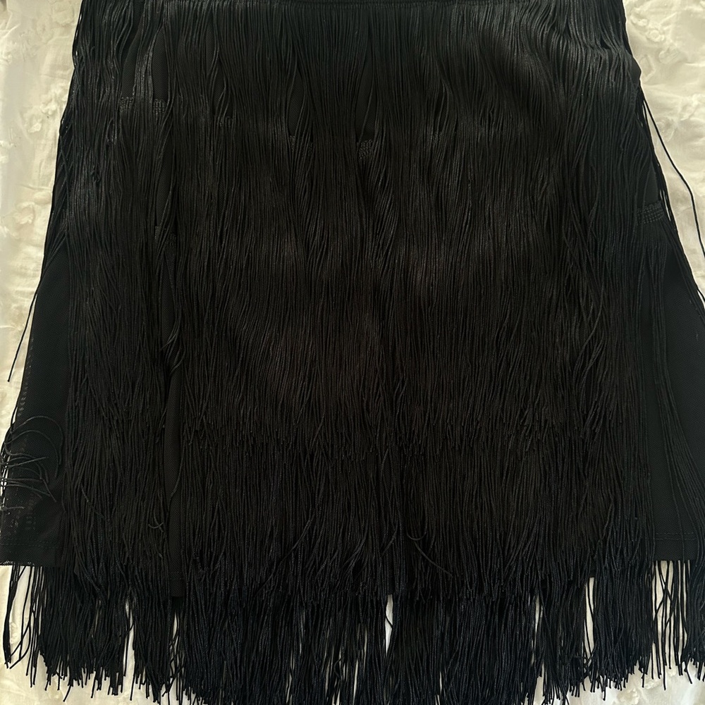 Zara Black Fringe Mini Skirt